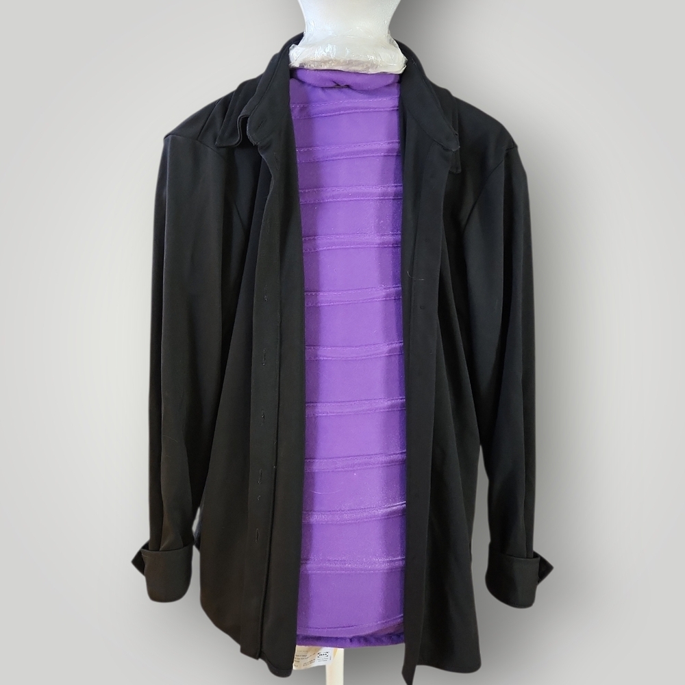 ANN TAYLOR WOMENS MEDIUM BLACK OPEN CARDIGAN